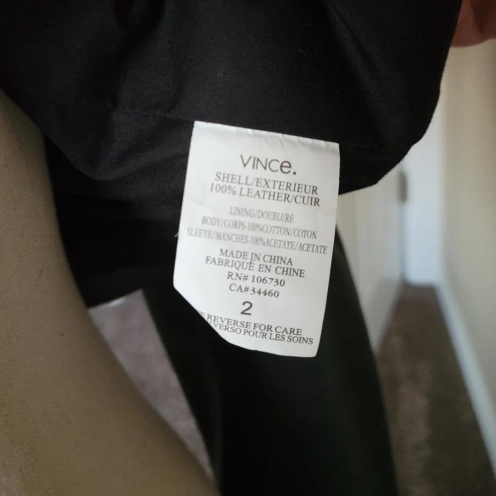 Vince Black Leather Blazer Jacket Size 2 - Picture 5 of 7